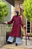 Düğmeli Kaşe Kap Bordo thumbnail 4