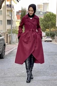 Kaşe Kaban Bordo thumbnail 1