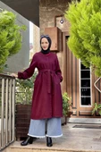 Düğmeli Kaşe Kap Bordo thumbnail 2