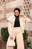 Omuz Detaylı  Kot Ceket Bej thumbnail 2
