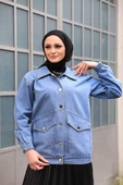 Düğmeli Kot Ceket Mavi thumbnail 5