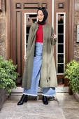Düğmeli Kaşe Kap Haki thumbnail 5
