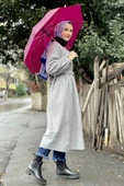 Düğmeli Kaşe Kap Gri thumbnail 4