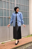 Düğmeli Kot Ceket Mavi thumbnail 4