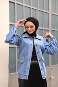 Düğmeli Kot Ceket Mavi thumbnail 2