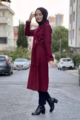 Kaşe Kaban Bordo thumbnail 4