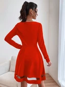 Etek Tül Detay Krep Elbise thumbnail 3