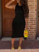 Kadın Bodycon Midi Boy Dalgıç Elbise thumbnail 2