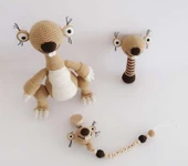 Buz Devri Sid Amigurumi Organik Oyuncak Yeni Doğan Hediye Seti thumbnail 4