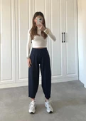 Kadın Krep Kumaş Balon Pantolon thumbnail 5