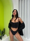 Simli Siyah Bustiyer Takım - Destekli thumbnail 2