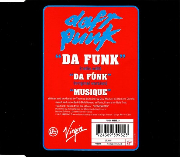 DAFT PUNK - DA FUNK (SINGLE CD) (1996) ürün görseli 1
