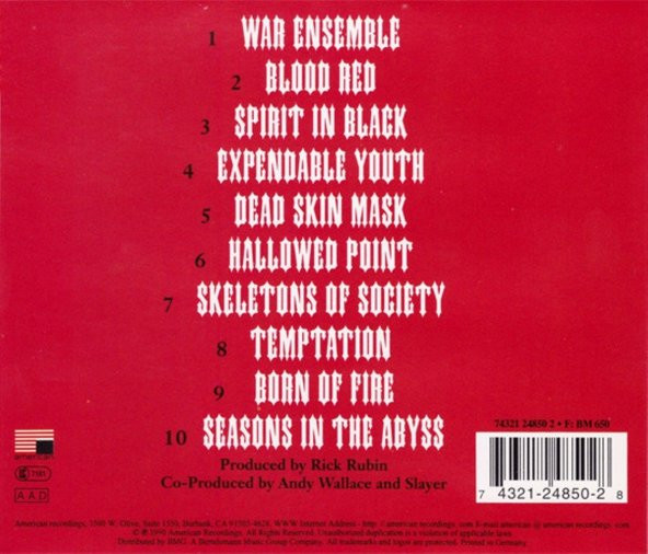 SLAYER - SEASONS IN THE ABYSS (1990) (CD) - Resim 2