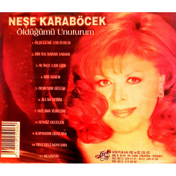 NEŞE KARABÖCEK - ÖLDÜĞÜMÜ UNUTURUM (CD) (2001) - Resim 2