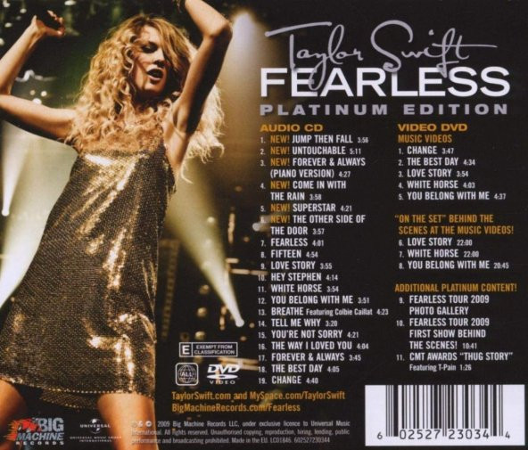 TAYLOR SWIFT - FEARLESS (PLATINUM EDITION) (CD+DVD) - Resim 2