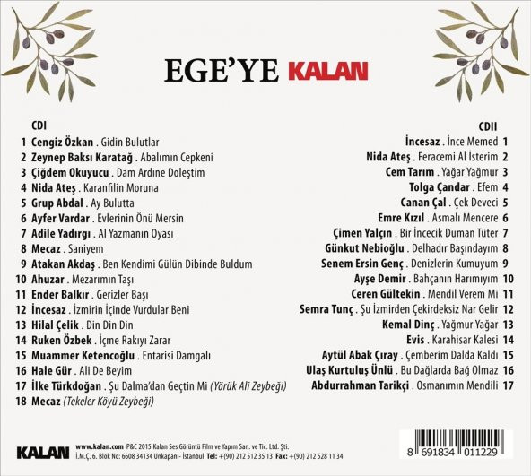 EGEYE KALAN - ÇEŞİTLİ SANATÇILAR / VARIOUS ARTISTS (2 CD) (2015) - Resim 2