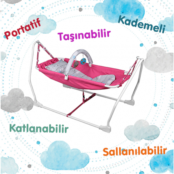 Norfolk Baby Sleep Oyuncaklı Sallanır Bebek Beşiği Hamak Beşik Sallanır Bebek Hamağı Fuşya ürün görseli 1