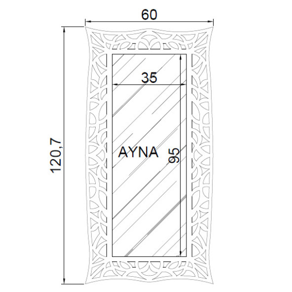 DEKORATİF DUVAR AYNASI 120-60 CM 18 MM KALINLIK - Resim 3