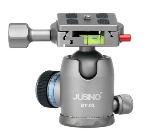 JUSINO BT-02 Profesyonel Tripod Kafası Aluminyum Gümüş Renk ürün görseli 1