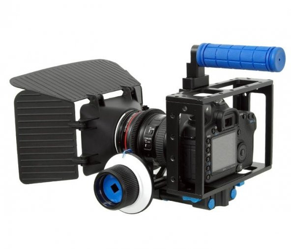 DSLR için Camera Cage + Follow Focus + Matte Box - Resim 2