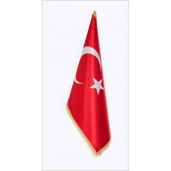 Makam Türk Bayrağı Telalı Saten (Sarı Simli) 100x150cm. ürün görseli 1