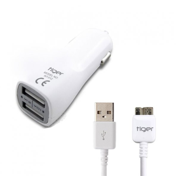 Tiger Araç Şarj Aleti ve  Note 3 / S5 (USB 3.0) Kablo Set Beyaz NT-012 ürün görseli 1