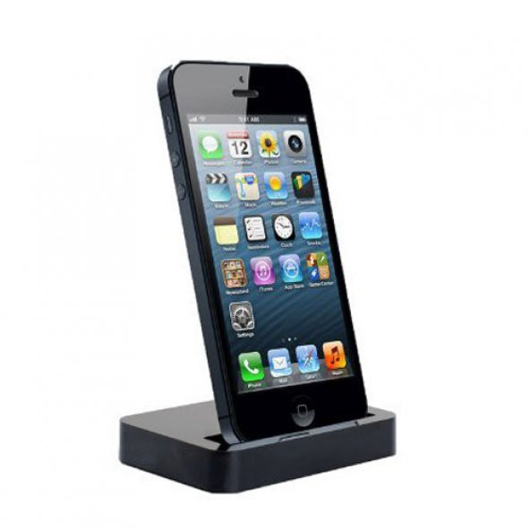 iPhone 5 / 5s Lightning Masaüstü Şarj Aleti Dock Siyah ürün görseli 1