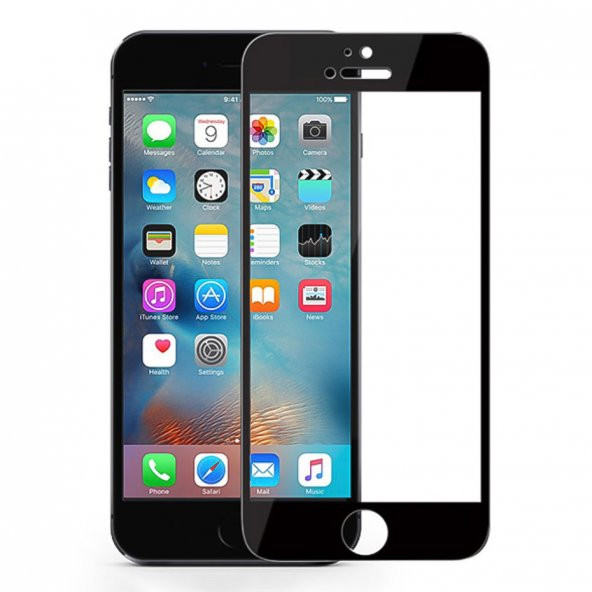 Bufalo iPhone 6-6s Metal Kenarlı Cam Ekran Koruyucu Siyah ürün görseli 1