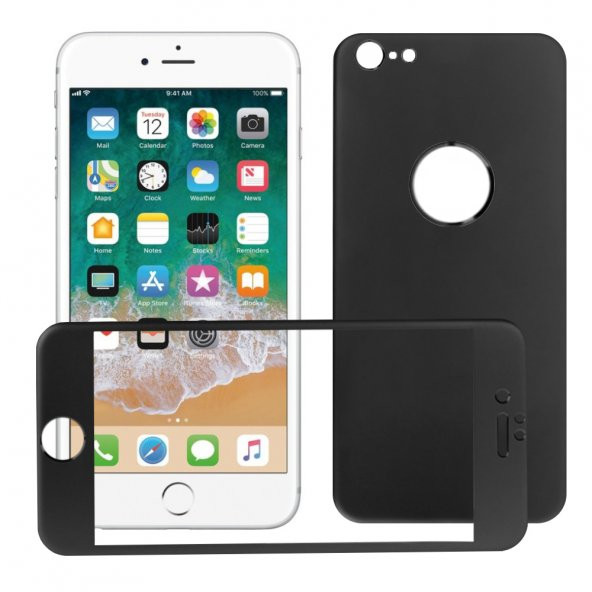Bufalo iPhone 6 Plus Metal Kenarlı ÖN+ARKA Cam Ekran Koruyucu Siyah ürün görseli 1