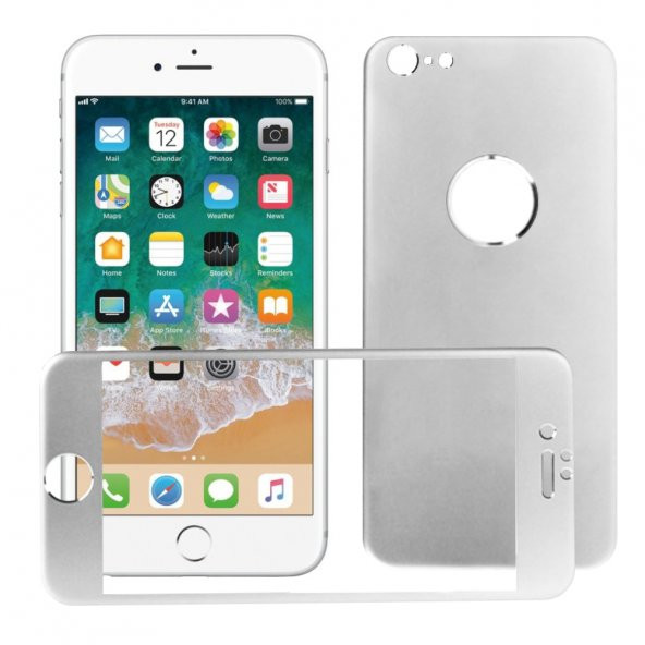 Bufalo iPhone 6 Plus Metal Kenarlı ÖN+ARKA Cam Ekran Koruyucu Gri ürün görseli 1