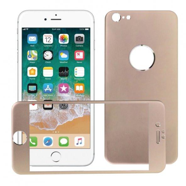 Bufalo iPhone 6 Plus Metal Kenarlı ÖN+ARKA Cam Ekran Koruyucu Gold ürün görseli 1