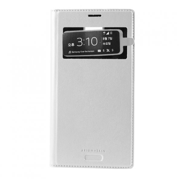 Samsung G900FQ S5 Dikişli Cüzdanlı Kılıf ARIUM SKIN Beyaz ürün görseli 1