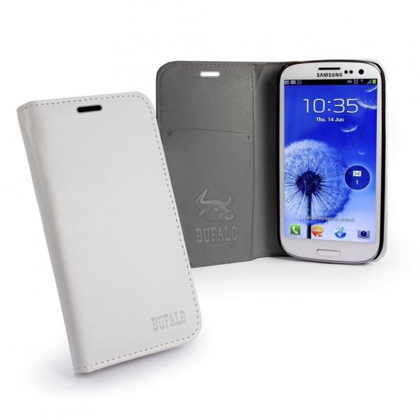 Samsung Galaxy S3 (I9300)BUFALO Gizli Mıknatıslı Cüzdanlı ve Kılıf Beyaz ürün görseli 1
