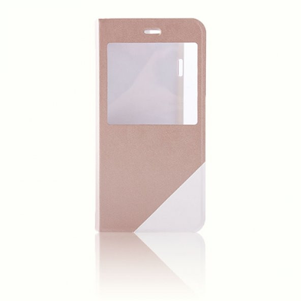 iPhone 6 Plus 5,5 inç İki Renkli Standlı Yan Kapaklı Kılıf Gold ürün görseli 1