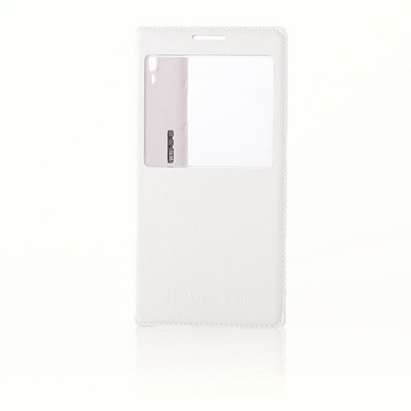 Samsung N7500 Note 3 Neo S View Dikişli Deri Pencereli Uyku Modlu Kılıf Beyaz ürün görseli 1