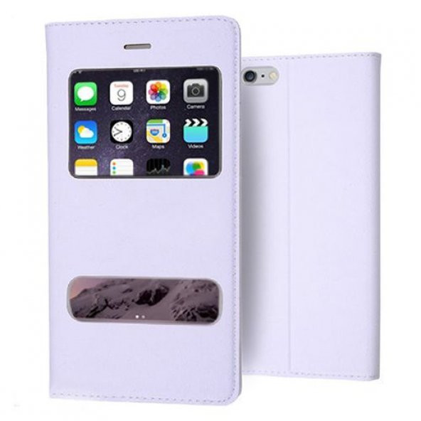 iPhone 6 / 6s Gizli Mıknatıslı Pencereli Kılıf Beyaz ürün görseli 1