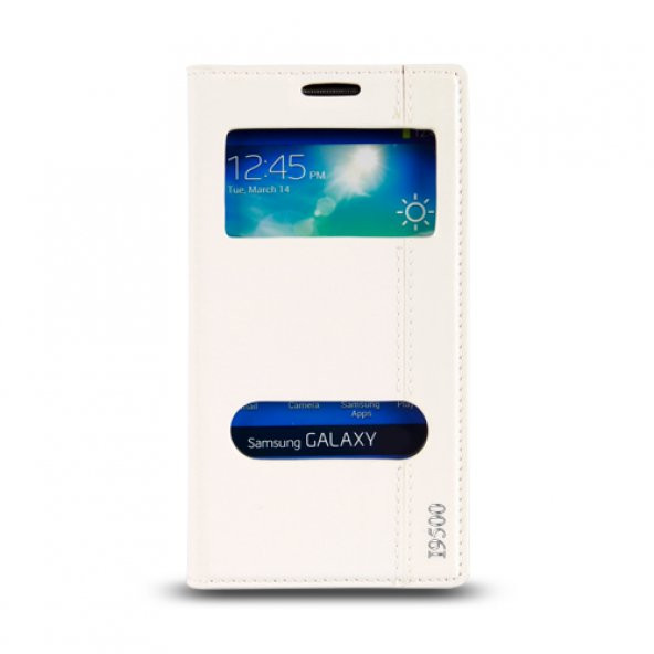 Samsung Galaxy S4 (I9500) Gizli Mıknatıslı Pencereli Magnum Kılıf Beyaz ürün görseli 1