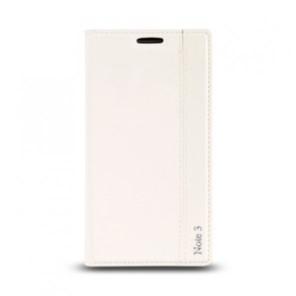 Samsung Galaxy Note 3 (N9000) Gizli Mıknatıslı Premium Pencereli Magnum Kılıf Beyaz ürün görseli 1