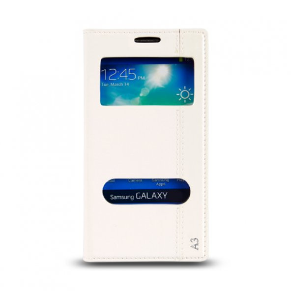 Samsung Galaxy A3 (A300) Gizli Mıknatıslı Pencereli Magnum Kılıf Beyaz ürün görseli 1