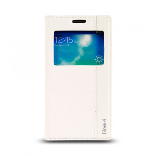 Samsung Galaxy Note 4 (N910) Gizli Mıknatıslı Pencereli Magnum Kılıf Beyaz ürün görseli 1