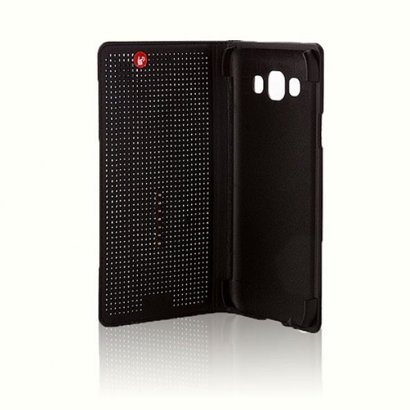 Galaxy E5 (E500) Dot View Yan Kapaklı Uyku Modlu Kılıf Siyah - Resim 2
