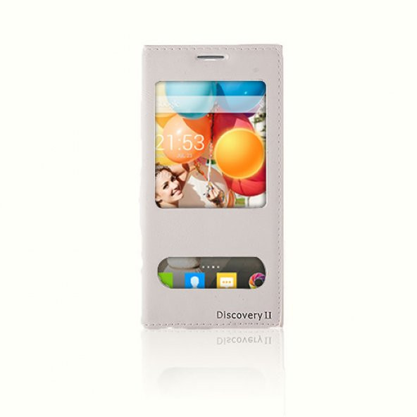 General Mobile Discovery 2 Gizli Mıknatıslı Pencereli Premium Magnum Kılıf Beyaz ürün görseli 1