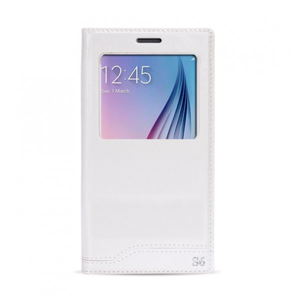 FitCase Dolce Samsung S6 (G920) Gizli Mıknatıslı Pencereli Kılıf Beyaz ürün görseli 1