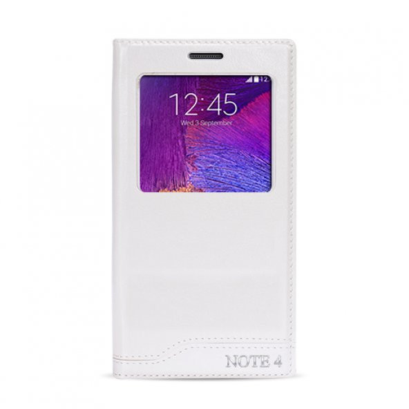 FitCase Dolce Samsung Note 4 (N910) Gizli Mıknatıslı Pencereli Kılıf Beyaz ürün görseli 1