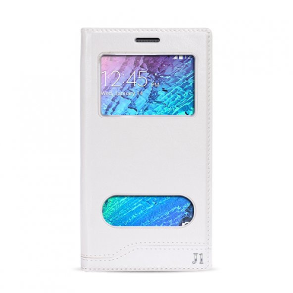 FitCase Dolce Galaxy J1 (J100) Gizli Mıknatıslı Pencereli Kılıf Beyaz ürün görseli 1