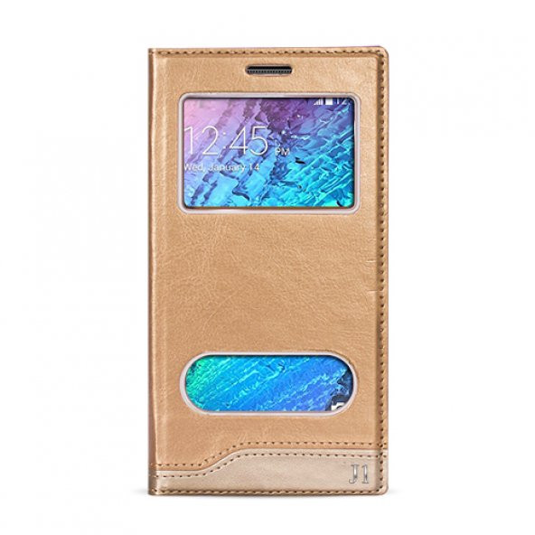 FitCase Dolce Galaxy J1 (J100) Gizli Mıknatıslı Pencereli Kılıf Gold ürün görseli 1