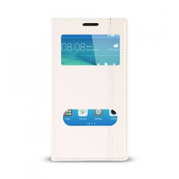 Huawei GT3 Gizli Mıknatıslı Pencereli Magnum Kılıf Beyaz ürün görseli 1
