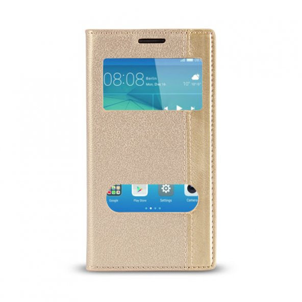Huawei GT3 Gizli Mıknatıslı Pencereli Magnum Kılıf Gold ürün görseli 1