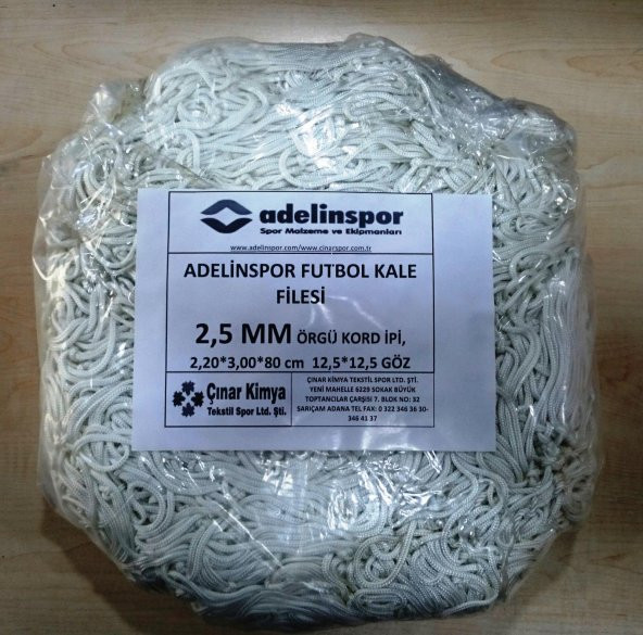 Adelinspor Futbol Kale Filesi 2,5 mm Kord İp 3,2*2,20*0,8 m ürün görseli 1