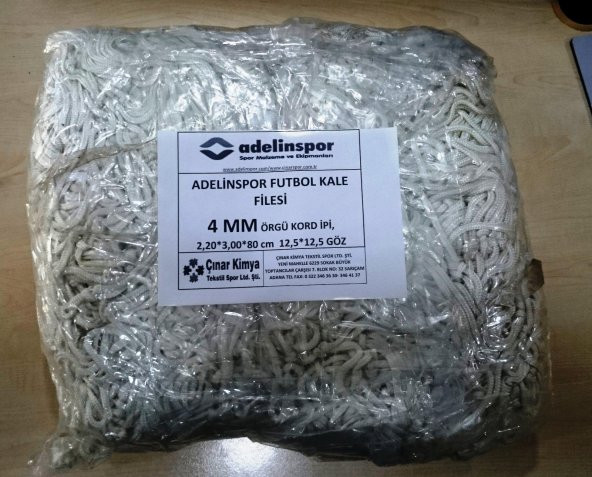 Adelinspor Futbol Kale Filesi 4 mm Kord İpi 3,20*2,20*0,8 m ürün görseli 1